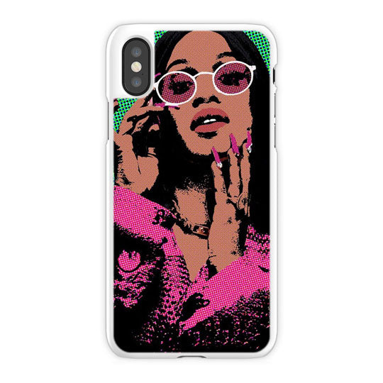 Cardi B Pop Art iPhone X Case, White Tough Case
