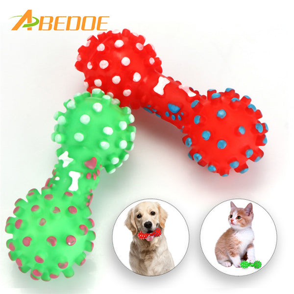 Fluffy Paws Dog Treat Chew Toy, Dumbbell Shaped Rubber Pet Toy